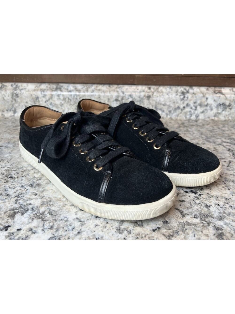 Vionic Brinley Black White Suede Comfort Lace Up Casual Sneakers Women’s Sz 7
